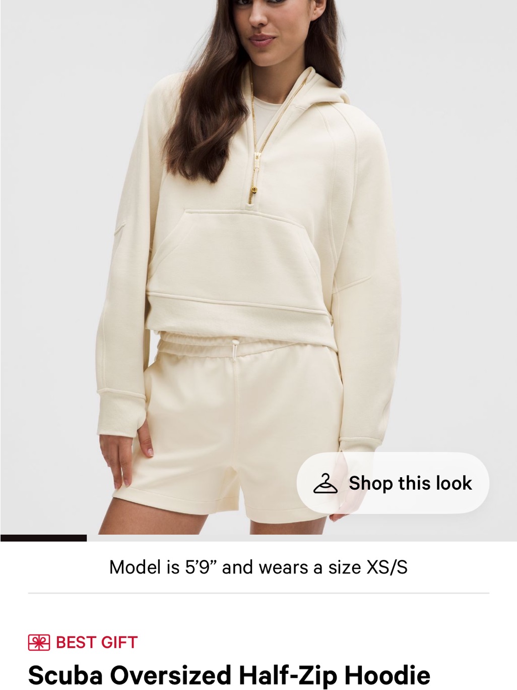 Lululemon Scuba Oversized Half-Zip Hoodie - Cream